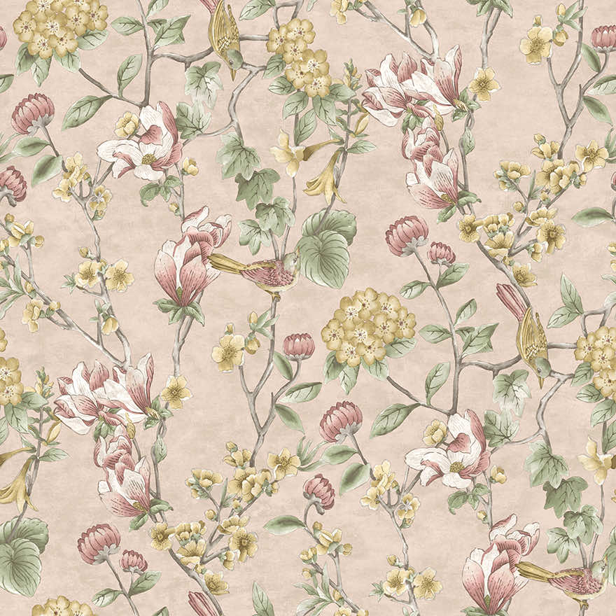 Sample - Nightingale - Floral Wallpaper - Pink
