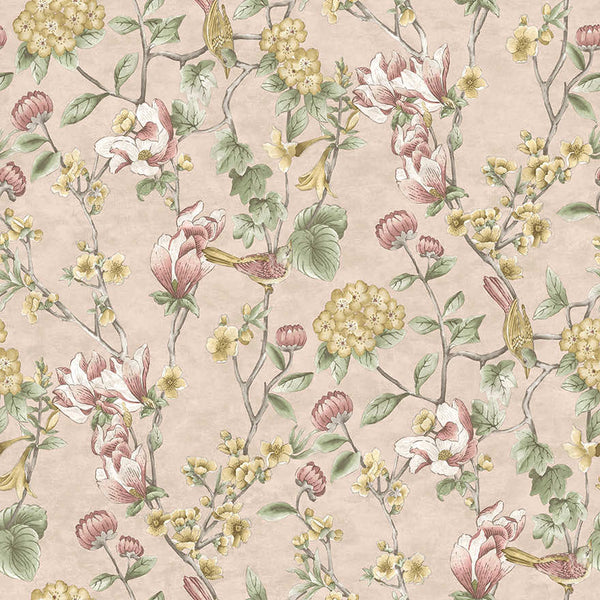 Sample - Nightingale - Floral Wallpaper - Pink