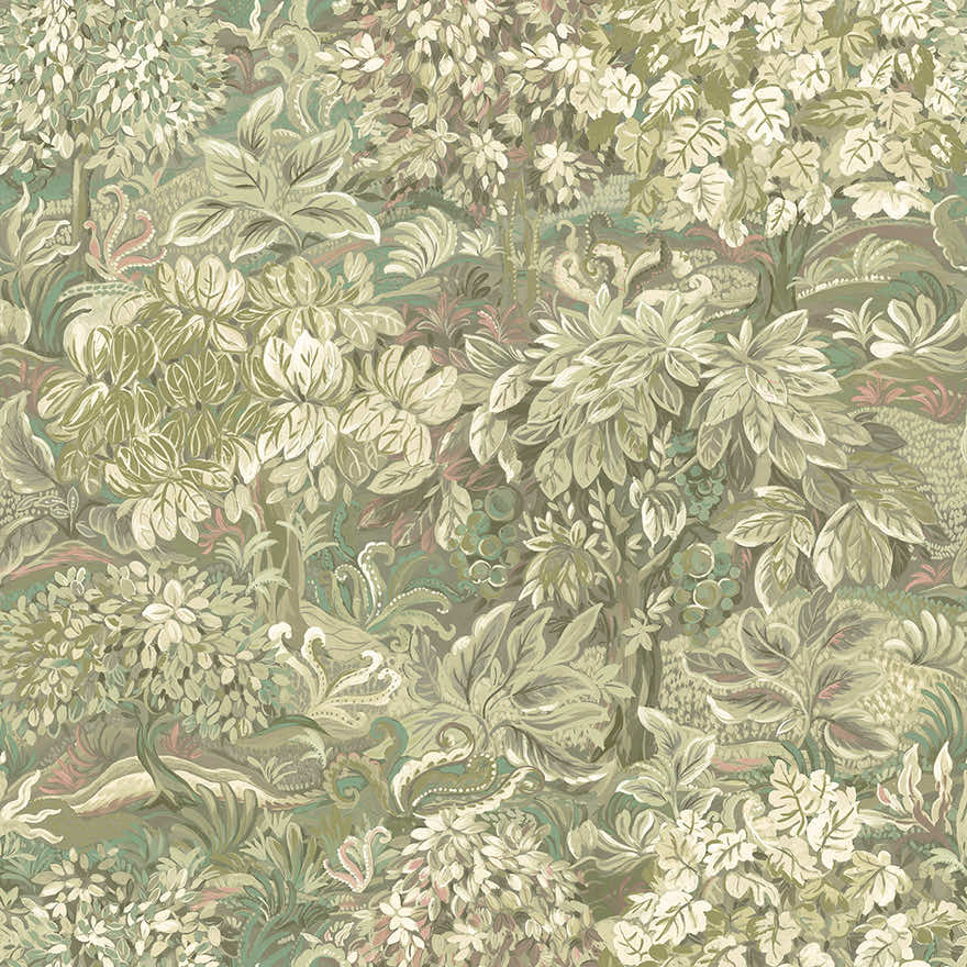 Sample - Parsons Wood - Wildflowers Wallpaper - Green