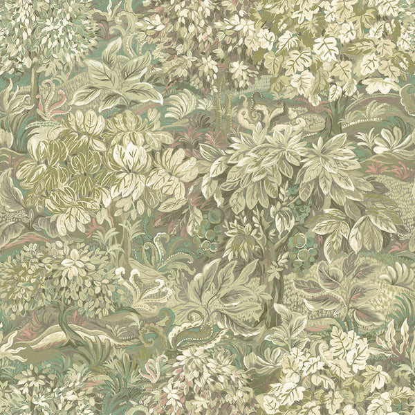 Sample - Parsons Wood - Wildflowers Wallpaper - Green