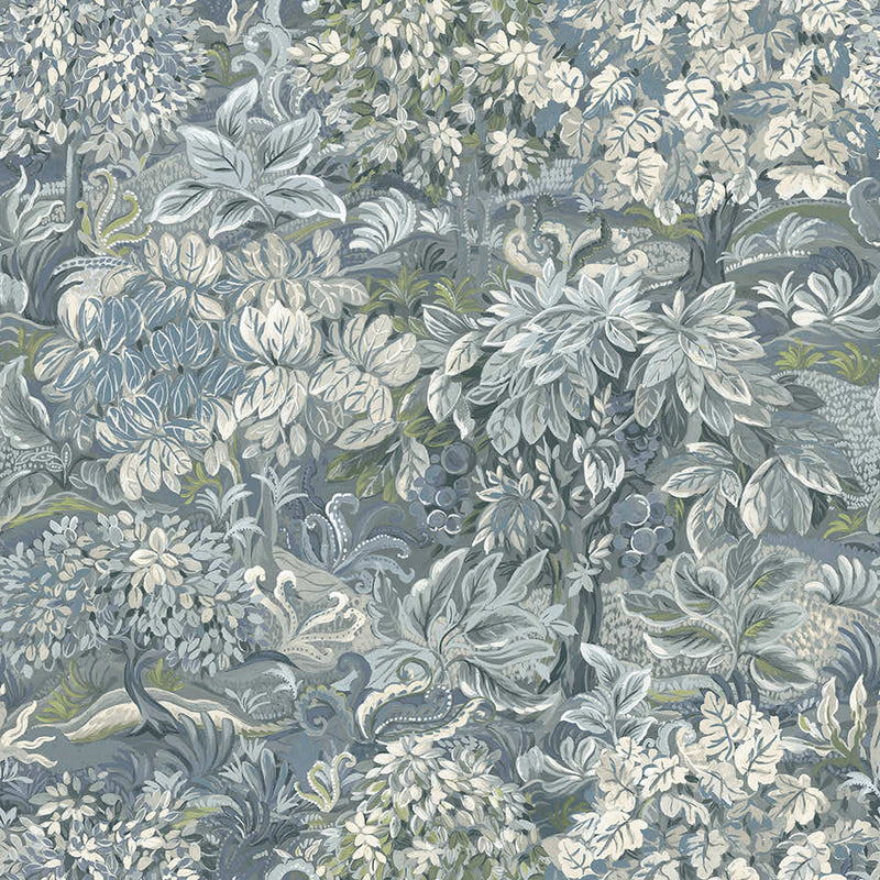 Sample - Parsons Wood - Wildflowers Wallpaper - Blue