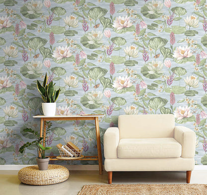 Water Lily Wallpaper - Blue