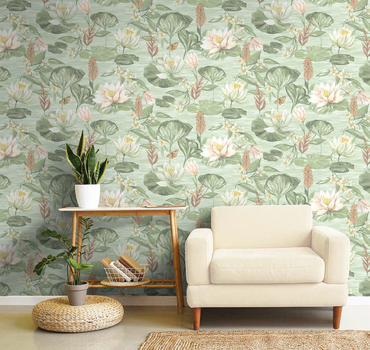 Water Lily Wallpaper - Green