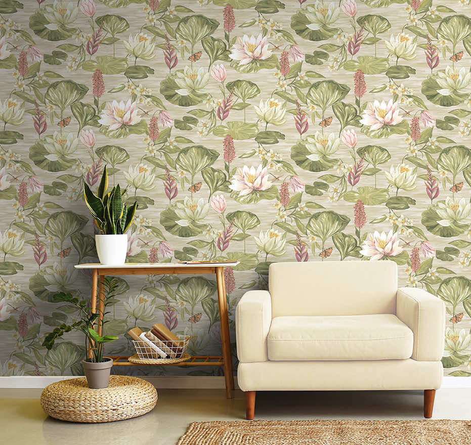 Water Lily Wallpaper - Beige
