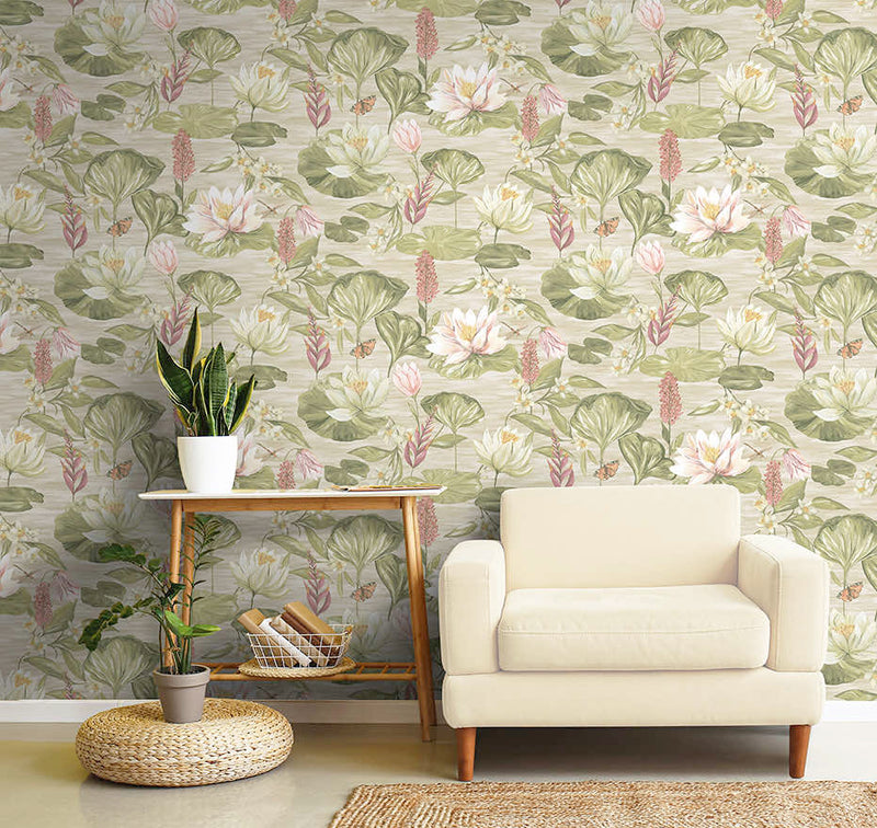 Water Lily Wallpaper - Beige