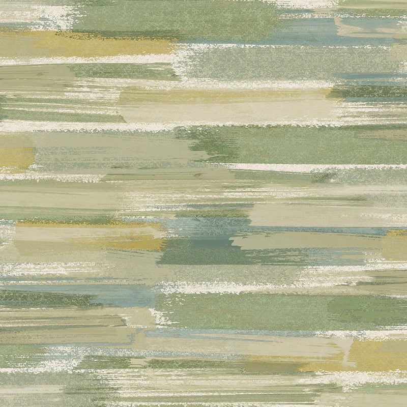 Sasso - Brush Marks Wallpaper - Green/Yellow
