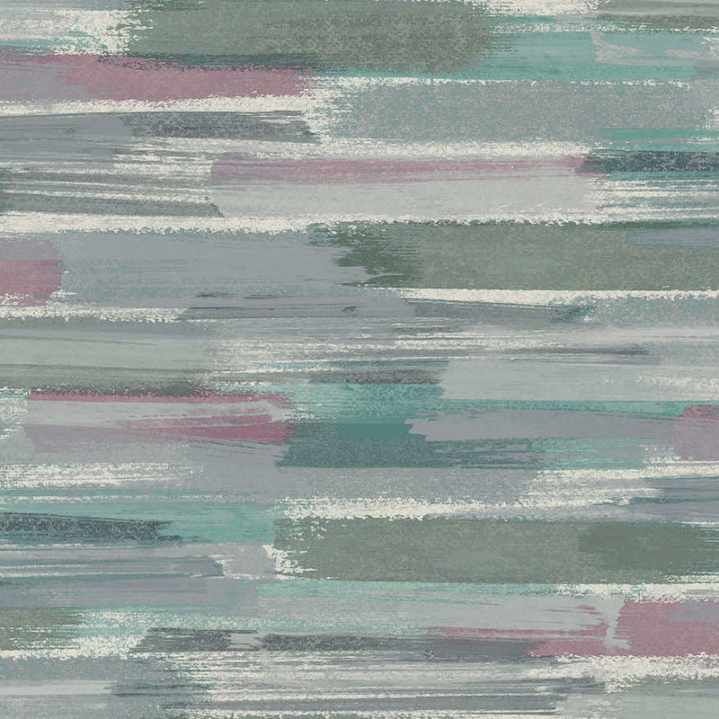 Sasso - Brush Marks Wallpaper - Blue/Pink