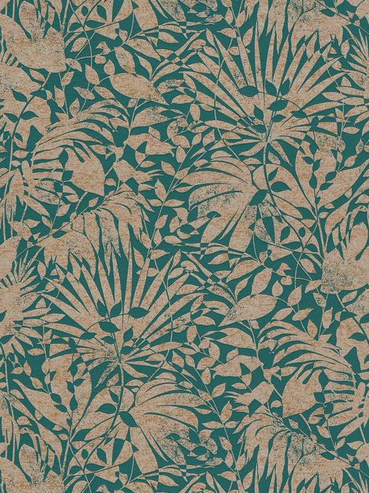 Subtle Leaf Wallpaper - Green/Copper - Last Roll