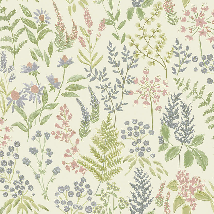 Sample - Calvert Meadows Wallpaper - Pink/Cream