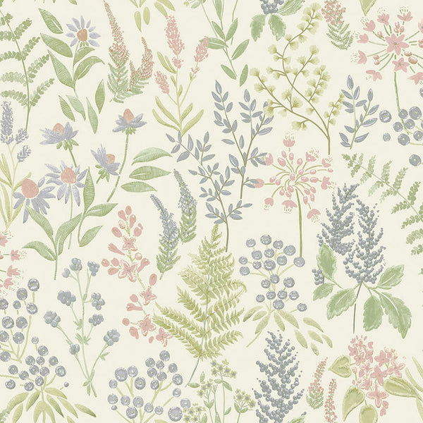 Sample - Calvert Meadows Wallpaper - Pink/Cream