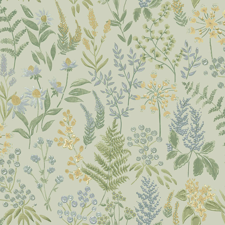 Sample - Calvert Meadows Wallpaper - Blue