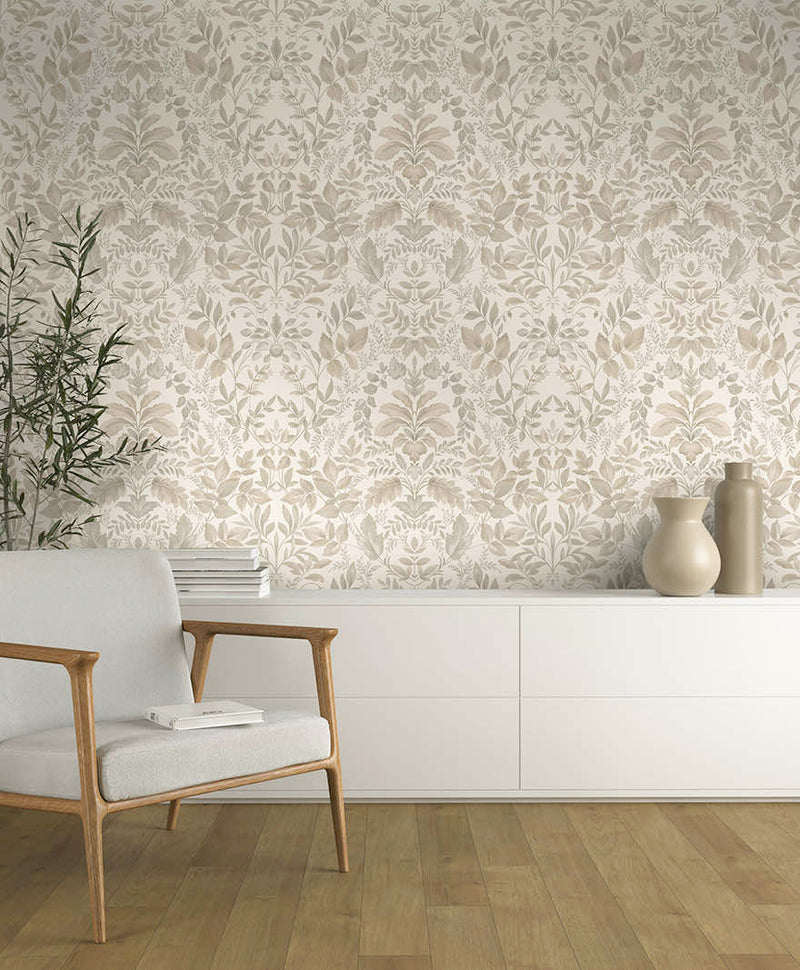 Tavira - Leafy Wonderland Wallpaper - Beige