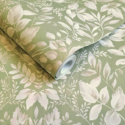 Tavira - Leafy Wonderland Wallpaper - Sage