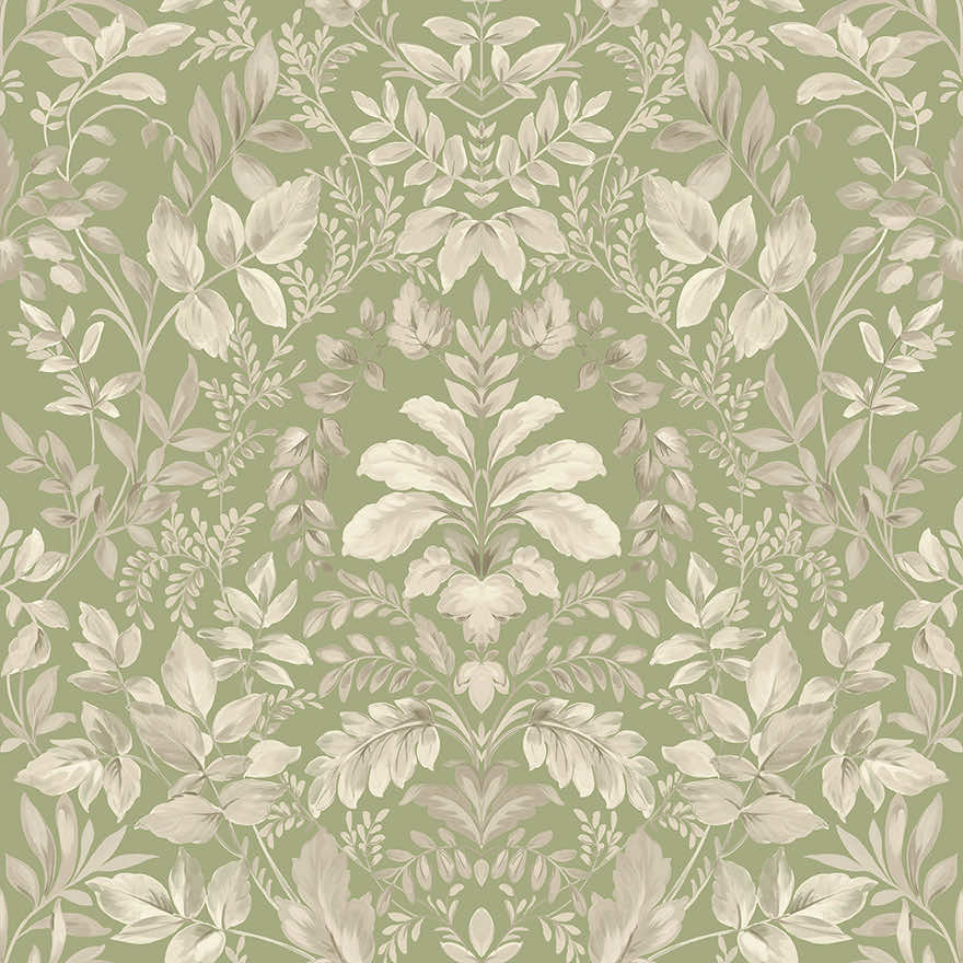 Tavira - Leafy Wonderland Wallpaper - Sage