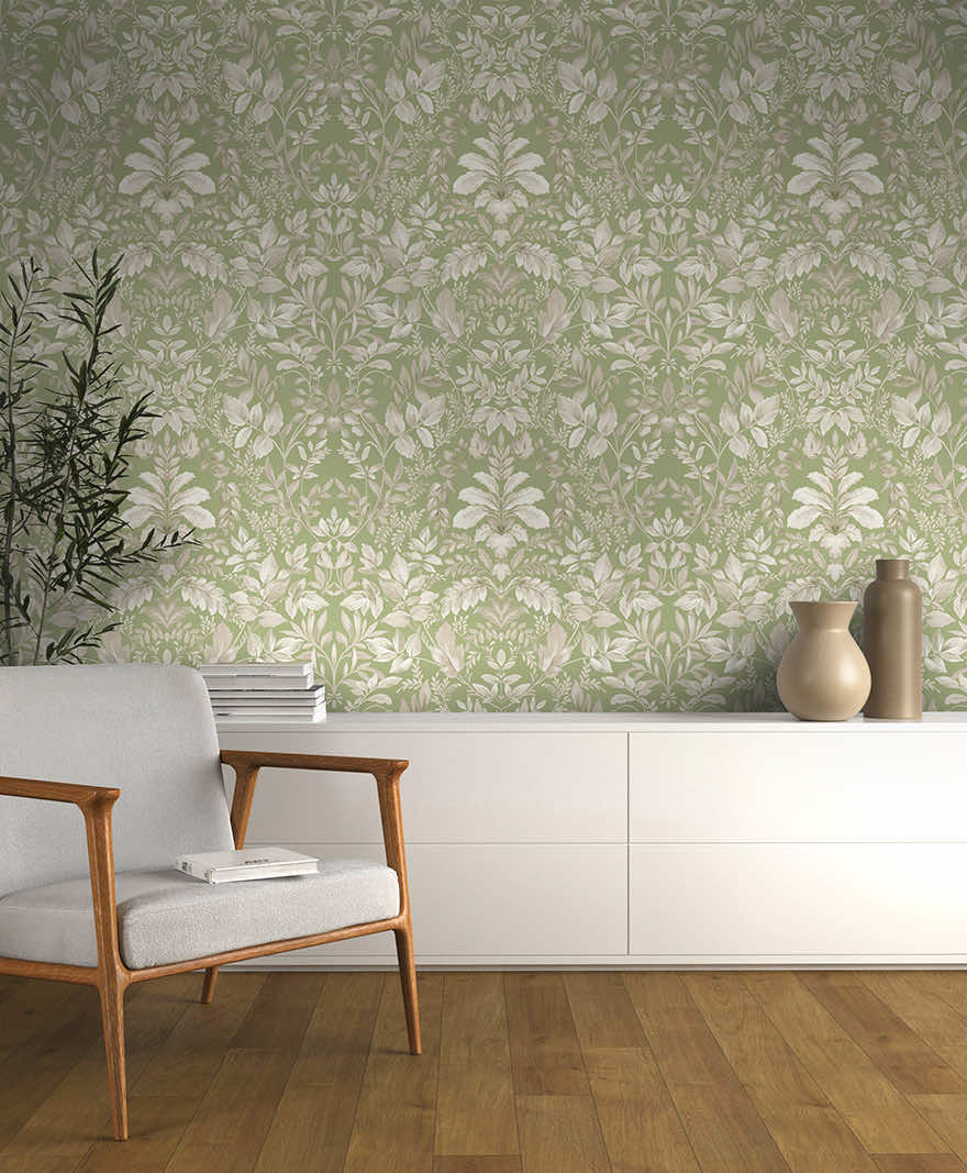 Tavira - Leafy Wonderland Wallpaper - Sage