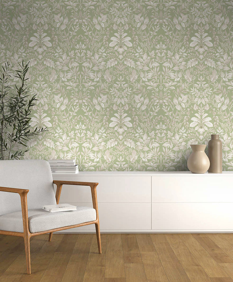 Tavira - Leafy Wonderland Wallpaper - Sage