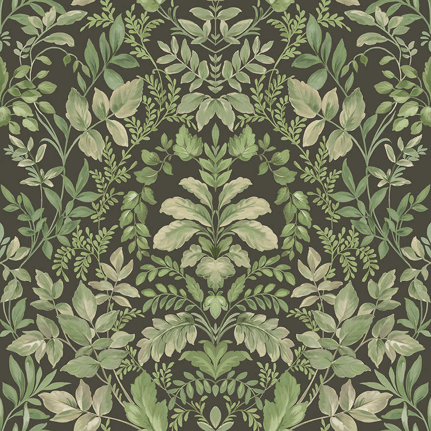 Tavira - Leafy Wonderland Wallpaper - Charcoal/Green