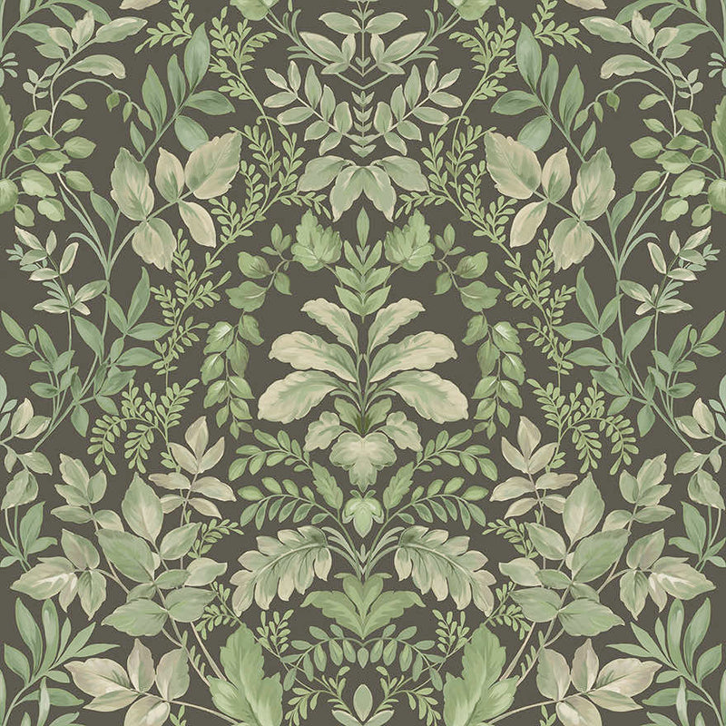 Tavira - Leafy Wonderland Wallpaper - Charcoal/Green