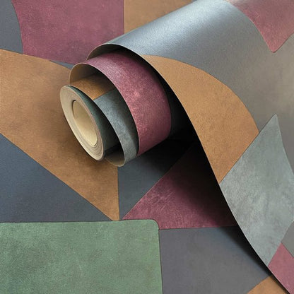 Geo Linnet - Geometric Wallpaper - Navy/Berry