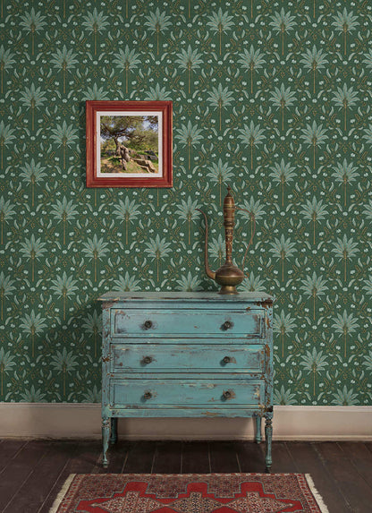 Ariara - Palm Trellis - Wallpaper - Green
