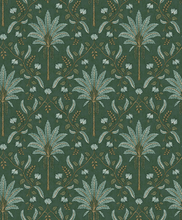 Sample - Ariara - Palm Trellis - Wallpaper -Green