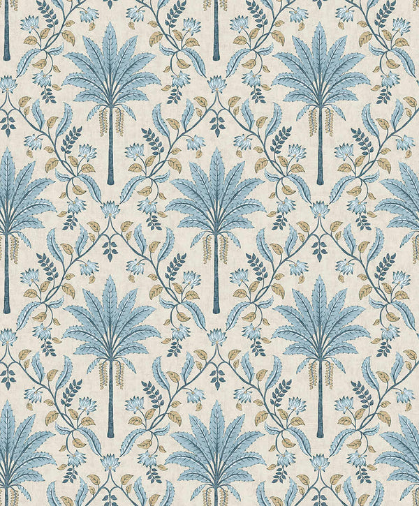 Sample - Ariara - Palm Trellis - Wallpaper -Blue