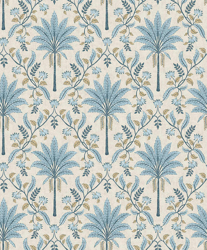 Ariara - Palm Trellis - Wallpaper - Blue