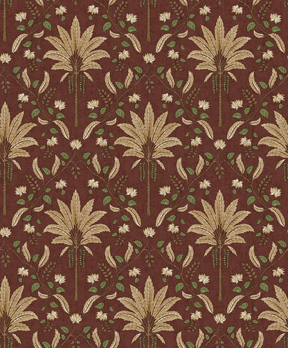 Ariara - Palm Trellis - Wallpaper - Maroon