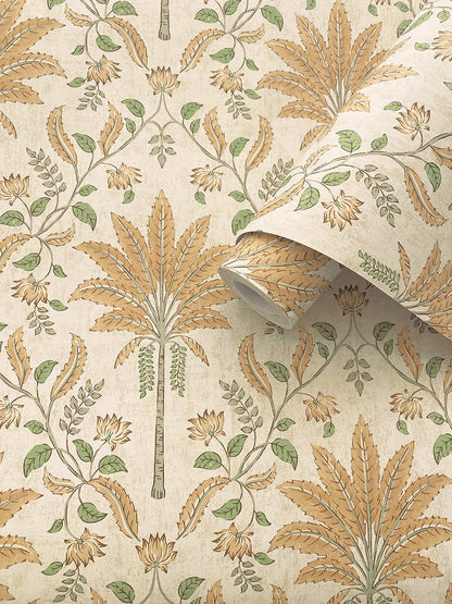 Ariara - Palm Trellis - Wallpaper - Orange