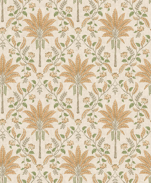 Ariara - Palm Trellis - Wallpaper - Orange