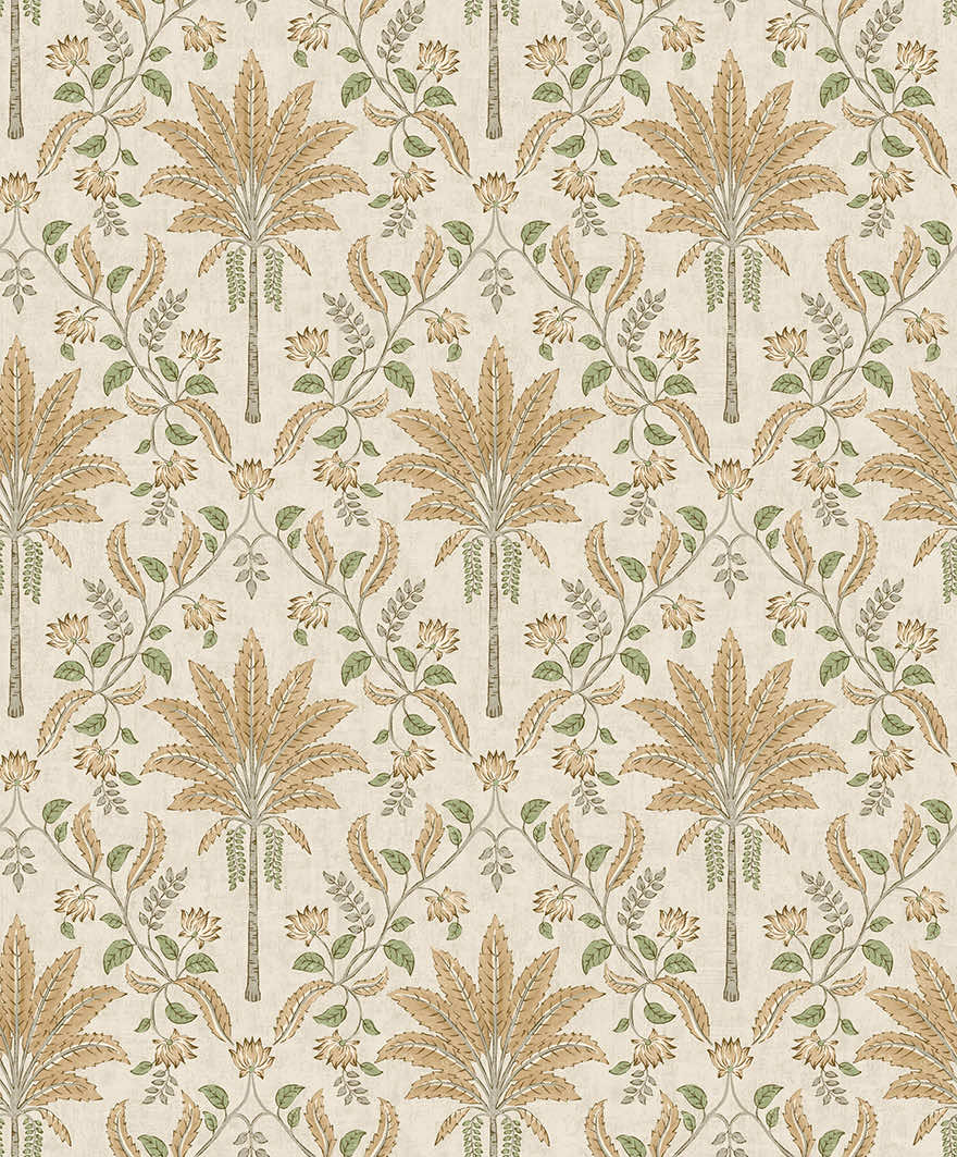 Sample - Ariara - Palm Trellis - Wallpaper -Orange