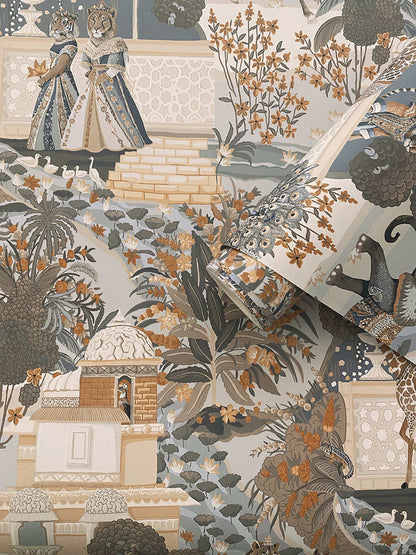 Jal Mahal - Royal Fairy-Tale Wallpaper -Navy/Orange