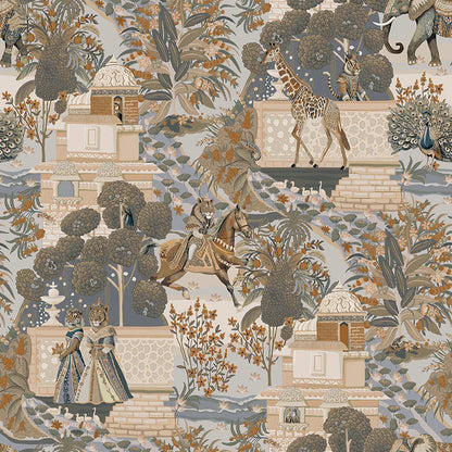 Jal Mahal - Royal Fairy-Tale Wallpaper -Navy/Orange
