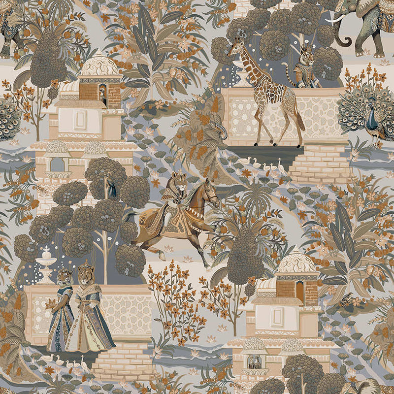 Jal Mahal - royal fairy-tale Wallpaper -Navy/Orange
