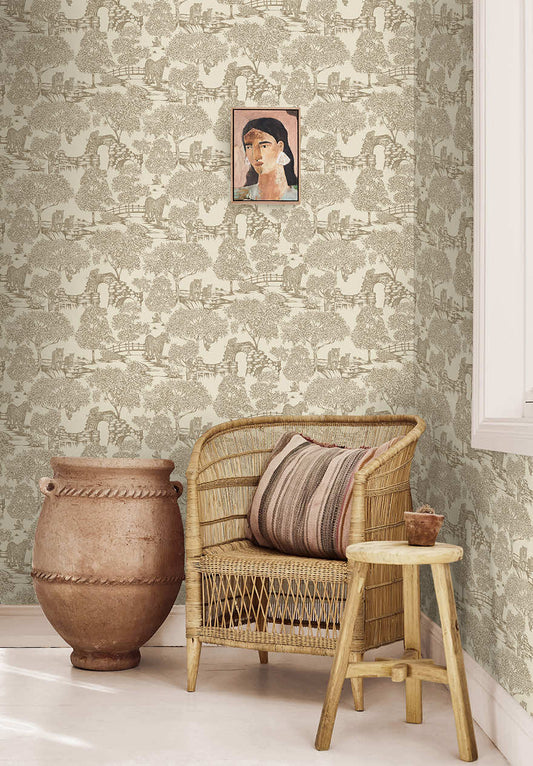 Samar - Metalic Forrest Wallpaper - Neutral
