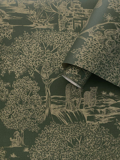 Samar - Metalic Forrest Wallpaper -Green