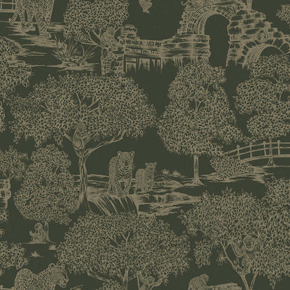Samar - Metalic Forrest Wallpaper -Green
