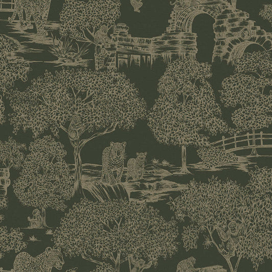 Samar - Metalic Forrest Wallpaper -Green