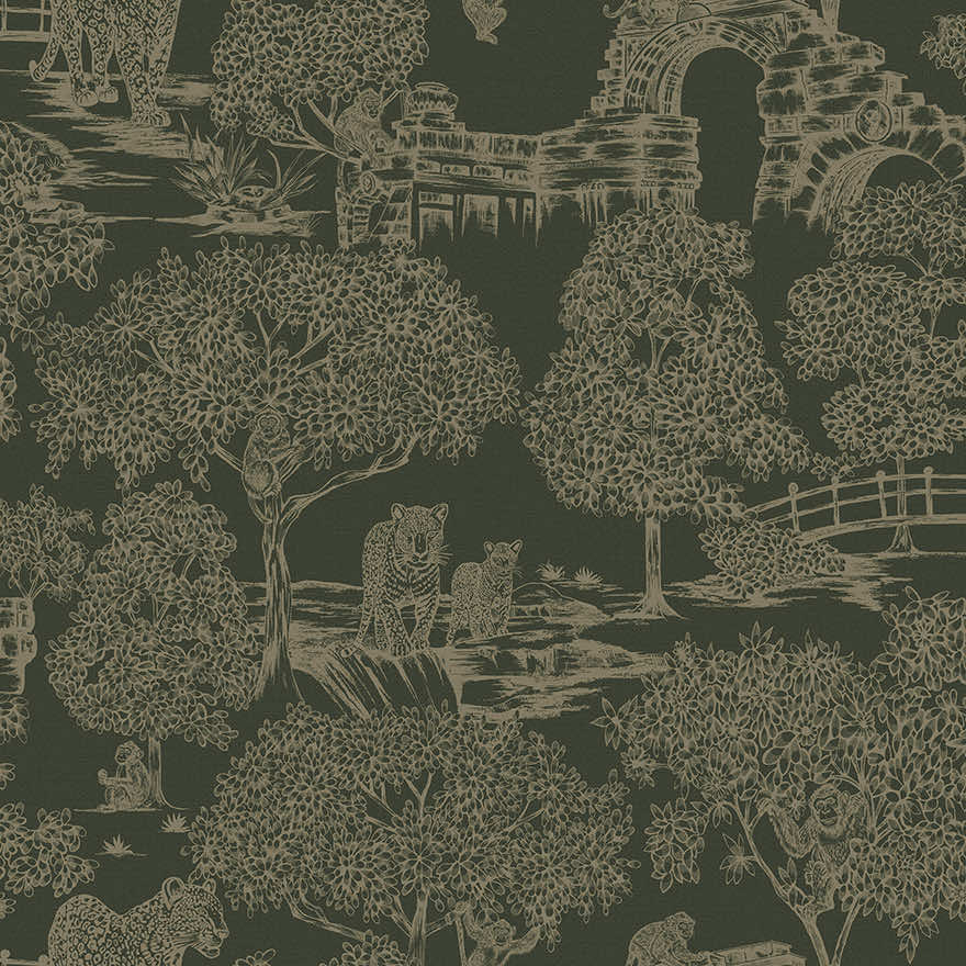 Sample – Samar – Metallic Forest Wallpaper – Green
