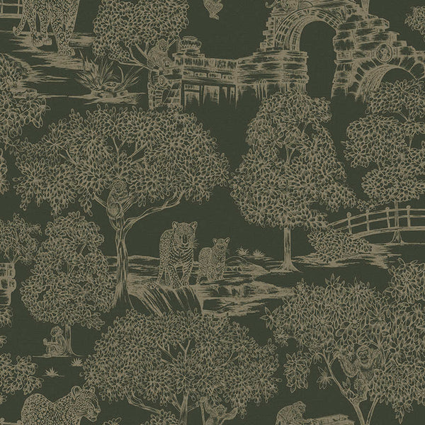 Sample - Samar - Metallic Forest Wallpaper - Green