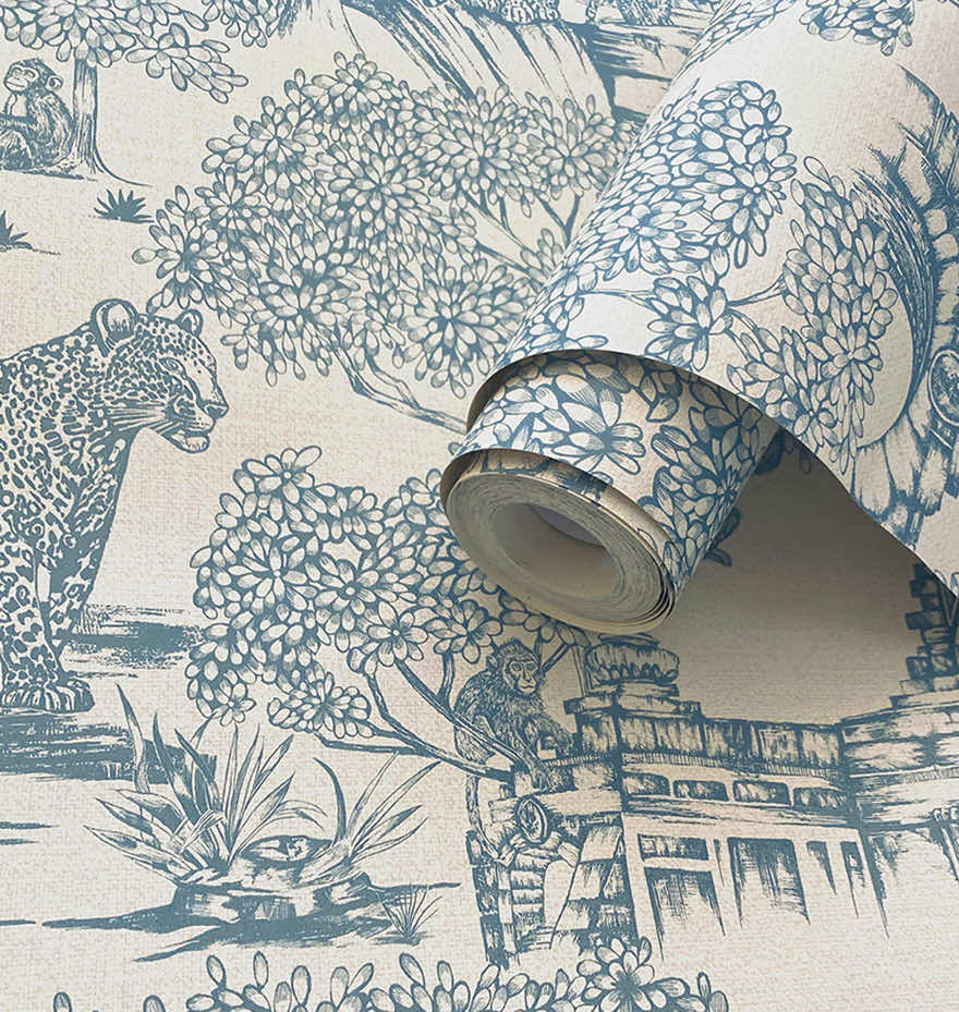 Samar - Metalic Forrest Wallpaper - Light Blue
