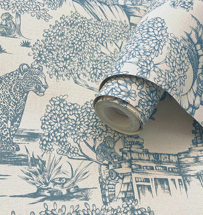 Samar - Metalic Forrest Wallpaper - Light Blue