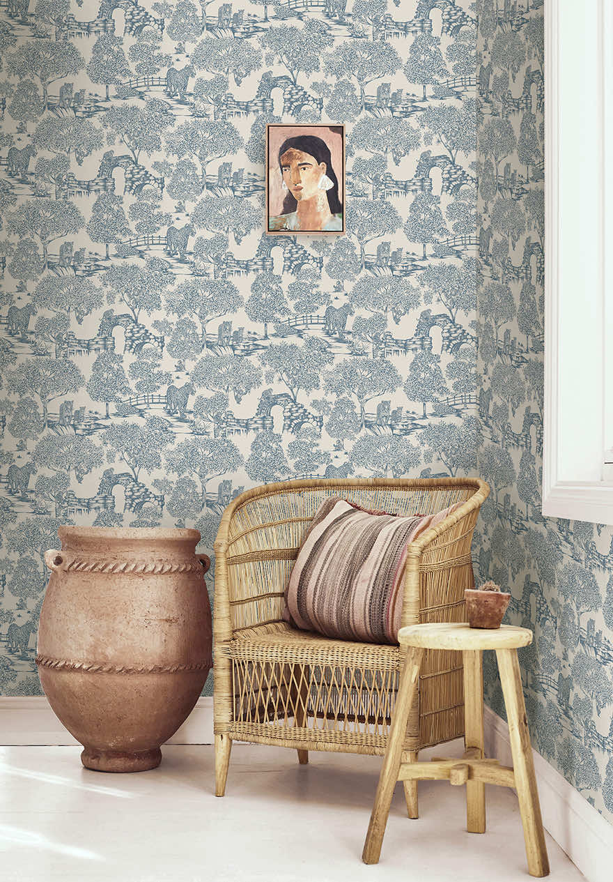 Samar - Metalic Forrest Wallpaper - Light Blue