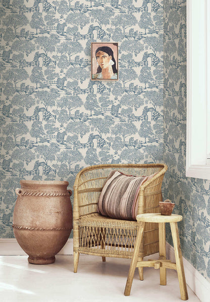 Samar - Metalic Forrest Wallpaper - Light Blue