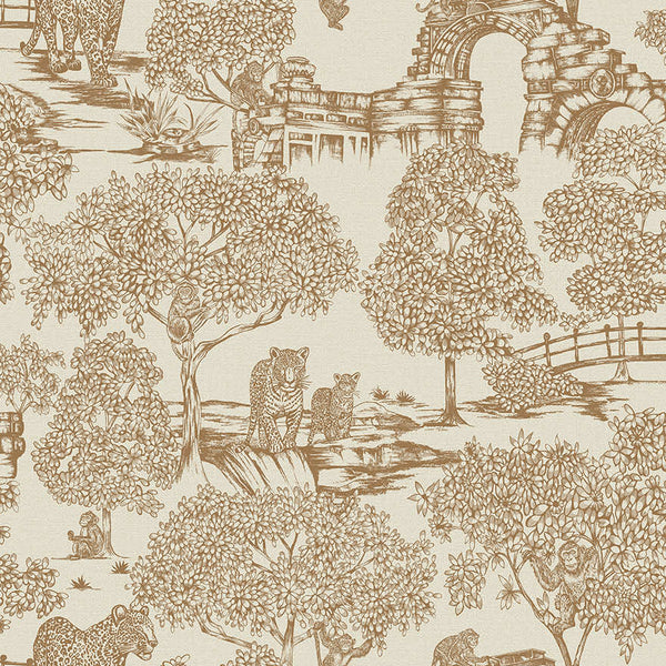 Sample - Samar Metallic Forest Wallpaper - Orange