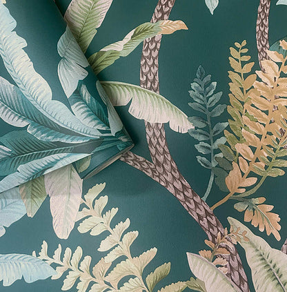 Saranda - Palm Oasis Wallpaper - Teal