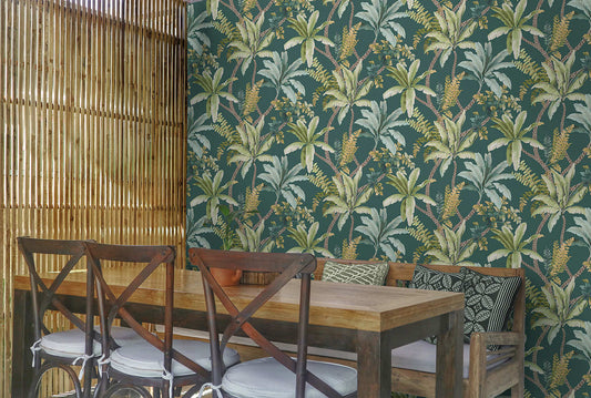 Saranda - Palm Oasis Wallpaper - Teal