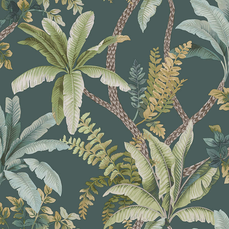 Sample - Saranda - palm oasis wallpaper -Teal