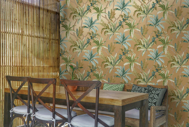 Saranda - palm oasis wallpaper -Gold