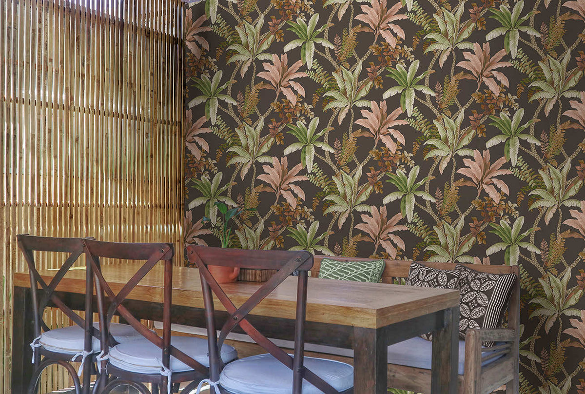 Saranda - Palm Oasis Wallpaper - Charcoal